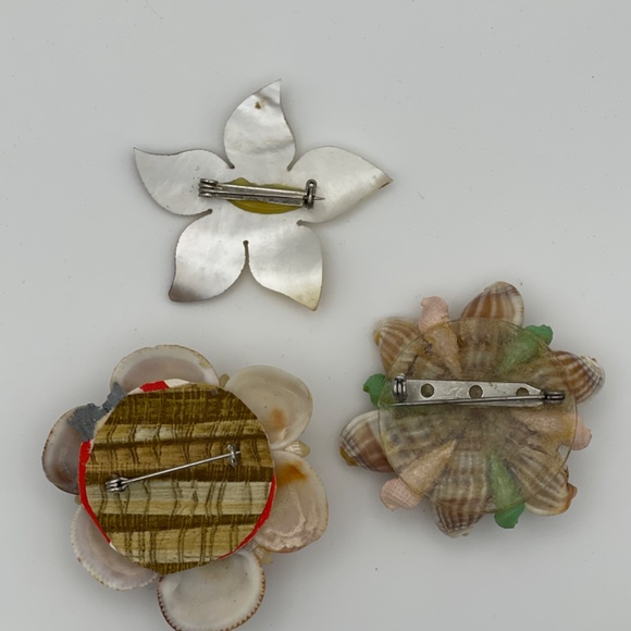 Vintage Real Sea Shell And Mother Of Pearl Jewelry Bracelet Brooches - Picture 5 of 11